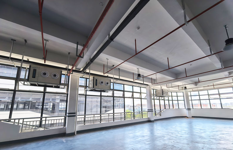 工業(yè)廠房車間降溫解決方案，應(yīng)用蒸發(fā)冷省電空調(diào)-臥式射流空調(diào)